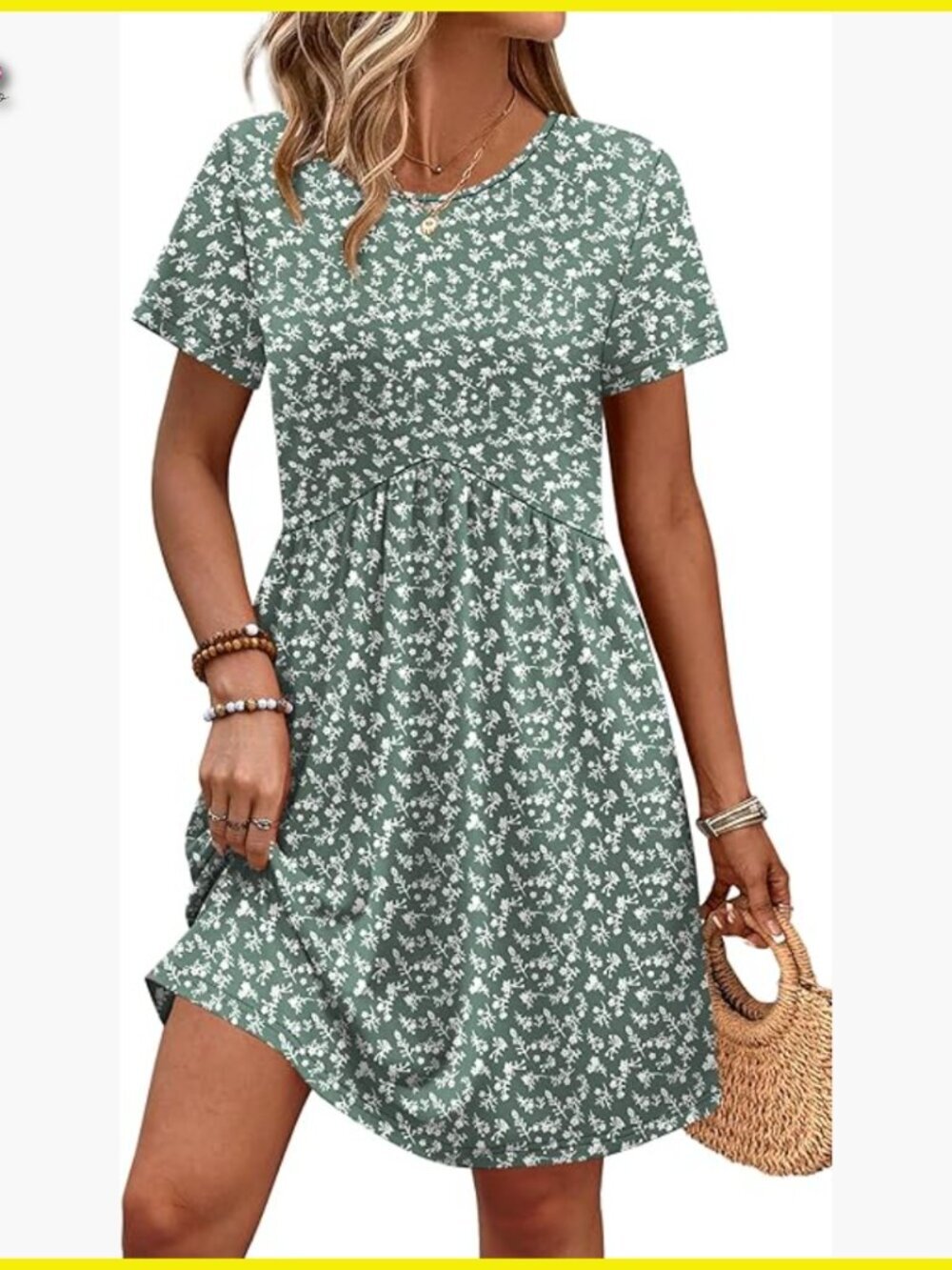 Empire Waist Maternity Dress Casual Spring Summer Short Sleeve with Pockets